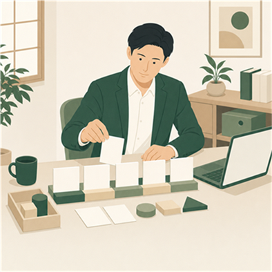 会社に合わせた研修内容を設計するイラスト