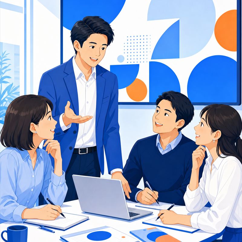 研修講師を表す親しみやすい人物イラスト