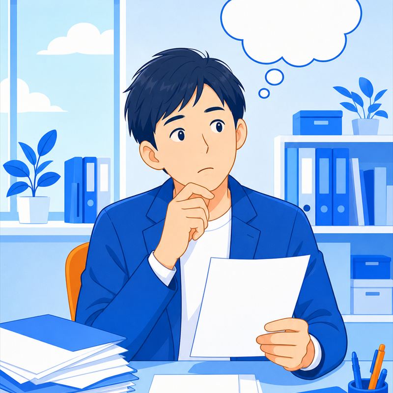 業務のデジタル化について考える経営者のイラスト