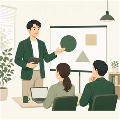 データ活用研修の講師を表す人物イラスト